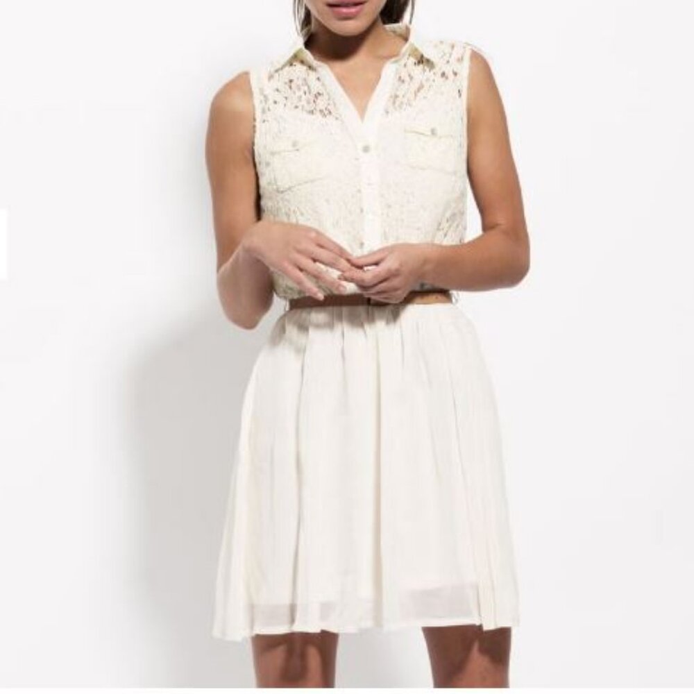 Dress Club Lace Front Sleeveless Shirt Dress Size Medium
